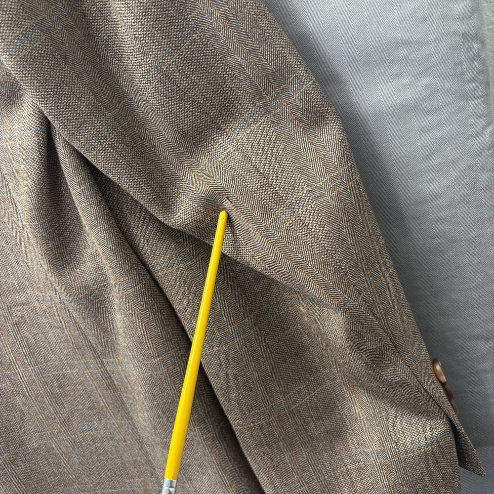 Lauren Ralph Lauren Mens 43R Tweed Blazer Coat Brown Plaid Windowpane 100% Wool - Picture 14 of 16
